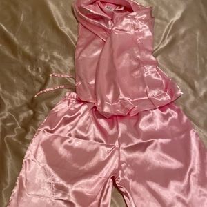 Pink satin pajamas